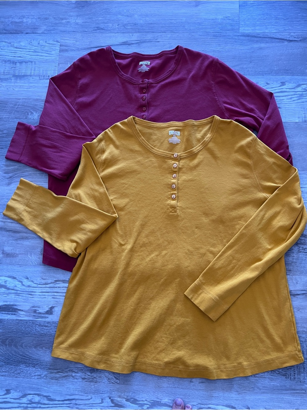 Lot of 2 Duluth Trading Co. Womens 2XL Henley Long Sleeve Cotton Shirts NWOT